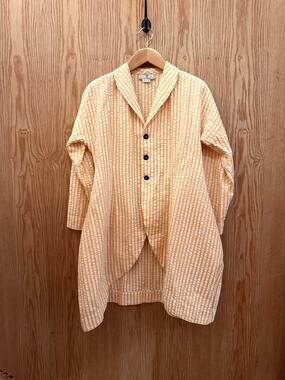 Shack Incorporated Yellow and White Seersucker Ringmaster Coat Lagenlook Drama